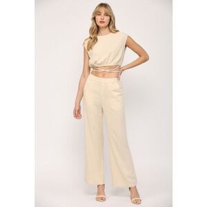 Fate | NWT Linen Blend Wide Leg Pants Sand Size L
